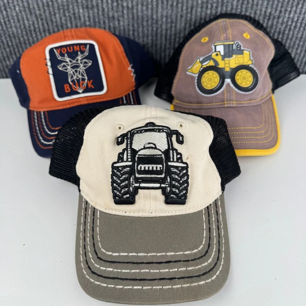 John Deere Toddler Trucker Hat Bundle Tractor Excavator Young Buck 3 Pack WPB18Q